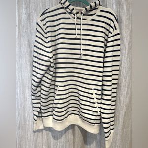 Navy Striped Heavyweight Hooded Sweater